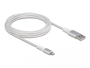 Delock USB Daten- und Ladekabel fur iPhone, iPad, iPod DuPont Kevlar weiss 3 m - Kable USB - miniaturka - grafika 1