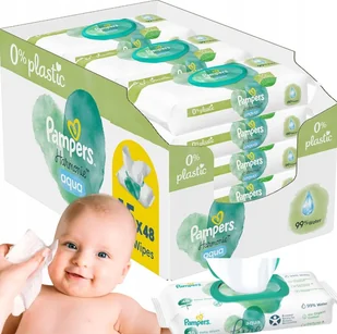 Delikatne Chusteczki nawilżane 720 szt 99% wody Pampers Harmonie Aqua Baby - Chusteczki nawilżane - miniaturka - grafika 1