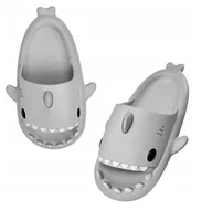 Skarpetki dla dzieci - GRUBE KLAPKI NA BASEN REKINY ANTYPOŚLIZGOWE KAPCIE SHARK SZARE 29-30 - miniaturka - grafika 1