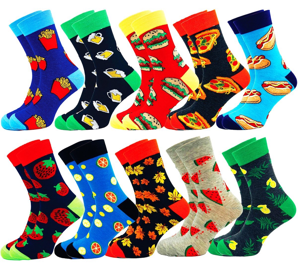 10 par Skarpety Meskie Kolorowe Śmieszne Wysokie na Prezent SUPER r. 44-46
