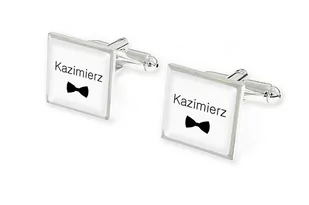Eleganckie Spinki Dla Kazimierza Srebrne - Spinki do mankietów i krawatów - miniaturka - grafika 1