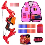 Zabawki militarne - Nerf Elite Dragonpower łuk Skyblaze F0809 + różowa kamizelka zestaw dla dziewczynek GIRL POWER - miniaturka - grafika 1