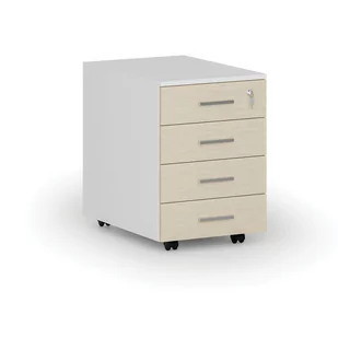 Kontener biurowy mobilny PRIMO WHITE, 4 szuflady, biały/wiśnia - Szafki biurowe - miniaturka - grafika 4