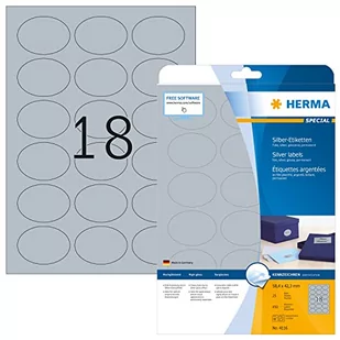Herma Etik. A4 silber 58,4x42,3 mm oval Folie glnz. 450 St. - 4116 - Folie do drukarek - miniaturka - grafika 1