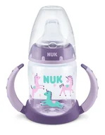 Kubki dla dzieci - NUK Butelka FC+ z PP 150ml do nauki picia z uchwytami i z wskaźnikiem temperatury (ustnik SILIKON niekapek) fioletowa 743943D - miniaturka - grafika 1