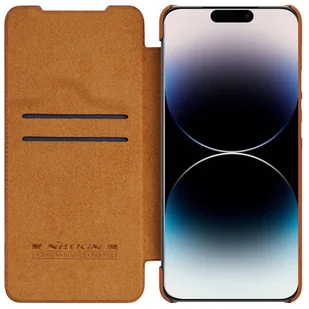 Nillkin Qin Leather Pro Case etui iPhone 14 Pro osłona na aparat kabura pokrowiec obudowa z klapką brązowy - Etui i futerały do telefonów - miniaturka - grafika 2