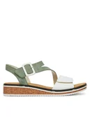 Sandały damskie - Rieker Sandały V3660-52 Zielony - miniaturka - grafika 1