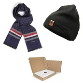 Apaszki i szaliki męskie - ZESTAW PREZENTOWY dla Mężczyzny - Czapka Zimowa + Szalik Cashmere + eleganckie Pudełko - miniaturka - grafika 1