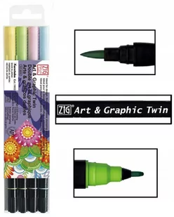 Pisaki dwustronne brush Twin ZIG KURETAKE 4 kol - Kredki, ołówki, pastele i pisaki - miniaturka - grafika 1