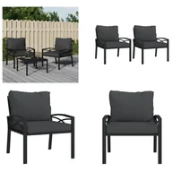 Fotele i krzesła ogrodowe - vidaXL Krzesła ogrodowe z szarymi poduszkami 2 szt. 68x76x79 cm stalowe - krzesło ogrodowe - krzesła ogrodowe - krzesło zewnętrzne - krzesło tarasowe - miniaturka - grafika 1