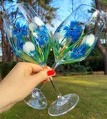 Kieliszki - Kieliszki ręcznie malowane chabry i dmuchawce, 2szt - miniaturka - grafika 1