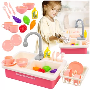 Zlewozmywak Dla Dzieci Kran Leci Woda Akcesoria - Zabawy w naśladowanie dorosłych - miniaturka - grafika 1