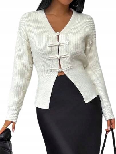 SHEIN SWETER ECRU Z DŁUGIM RĘKAWEM DAMSKI 38 1DB