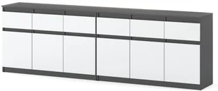 Komoda 6 Szuflad Szafka Nowoczesna Duża 240cm Sypialnia Szary Biały Mat - Komody - miniaturka - grafika 1