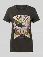 Koszulki i topy damskie - T-shirt o kroju regular fit z czystej bawełny z nadrukiem z motywem model ‘LUCY LIFE’ - miniaturka - grafika 1