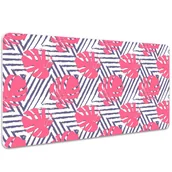 Podkładki na biurko - Podkładka na biurko Różowe geometryczne liście 100x50 cm - miniaturka - grafika 1