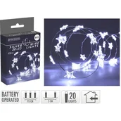 Oświetlenie świąteczne - Drut srebrny z gwiazdkami 20 LED zimny biały 95 cm - miniaturka - grafika 1