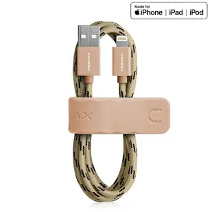 Momax Kabel USB  Momax Elite link Kabel połączeniowy USB do Lightning MFi + elastyczny stojak 2.4 A 1 m Golden uniwersalny 36297-uniw - Kable komputerowe i do monitorów - miniaturka - grafika 1