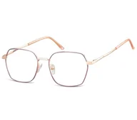Okulary korekcyjne, oprawki, szkła - Okulary zerówki oprawki Optyczne Korekcyjne 913A różowe złoto + fiolet - miniaturka - grafika 1