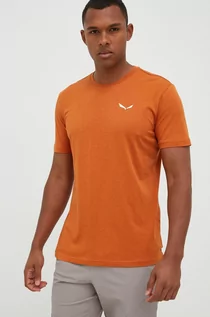 Koszulki męskie - Salewa T-shirt sportowy Hemp Logo kolor pomarańczowy gładki - grafika 1