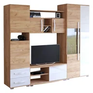 Meblościanki - Meblościanka LAURA MINI Craft Złoty / Biały Połysk - miniaturka - grafika 1