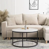 Ławy i stoliki kawowe - Stolik Kawowy CONNY MAX 80 cm Biały Marmur/Czarny Nowoczesny Glamour - miniaturka - grafika 1