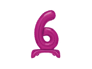 Balon foliowy stojący cyfra 6 różowy - 76 cm - 1szt. - Balony i akcesoria - miniaturka - grafika 1