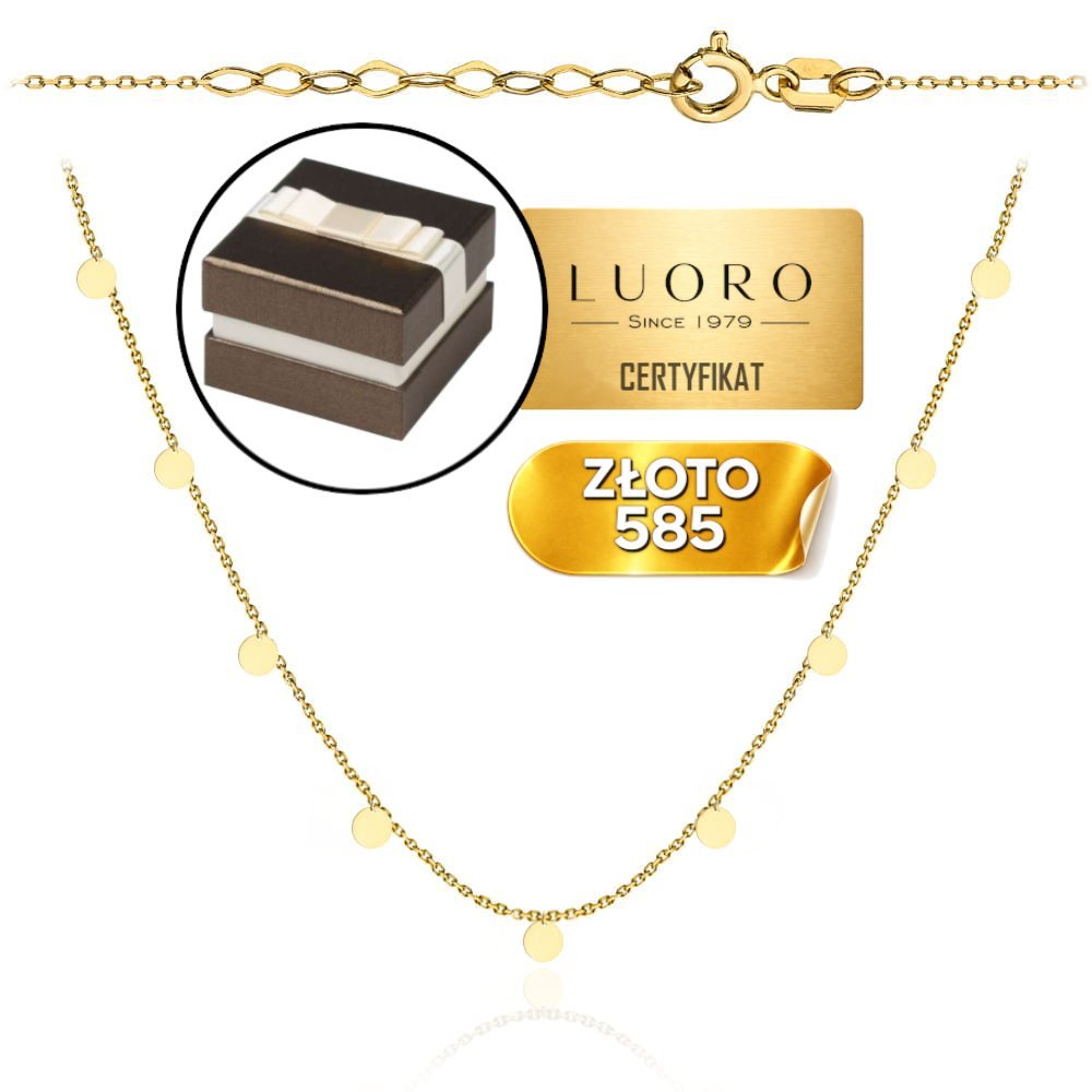 NASZYJNIK ZŁOTY 585 14K CELEBRYTKA KÓŁECZKA REGULOWANY 39 CM + 3 CM