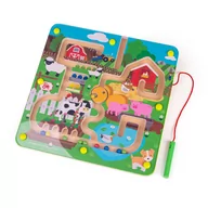 Układanki dla dzieci - Magnetyczny labirynt drewniany Farma Bigjigs Toys - miniaturka - grafika 1