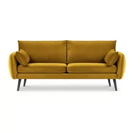 Sofy i kanapy - Żółta aksamitna sofa z czarnymi nogami Kooko Home Lento, 198 cm - miniaturka - grafika 1