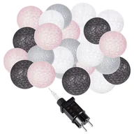Oświetlenie świąteczne - Cotton balls 30 led lampki dekoracyjne, girlanda na prąd grafitowo-białe CL0153 - miniaturka - grafika 1