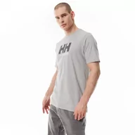 Koszulki sportowe męskie - Męski t-shirt z nadrukiem Helly Hansen HH Logo T-Shirt - szary - HELLY HANSEN - miniaturka - grafika 1