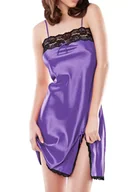 Piżamy damskie - HALKA BELLA SATYNA FIOLET - D Karen - miniaturka - grafika 1