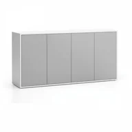 Szafki biurowe - B2B Partner Szafka biurowa z drzwiami LAYERS, długa, 1582 x 400 x 777, biała/szara 611516 - miniaturka - grafika 1
