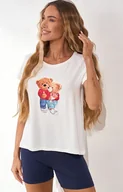Piżamy damskie - Dwuczęściowa piżama damska Teddy Love, Kolor ecru-granat, Rozmiar XS, Irall - Primodo.com - miniaturka - grafika 1