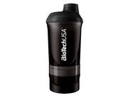 Shakery barmańskie - BioTech USA Shaker Wave, czarny, 600 ml + 200 ml + 150 ml - miniaturka - grafika 1