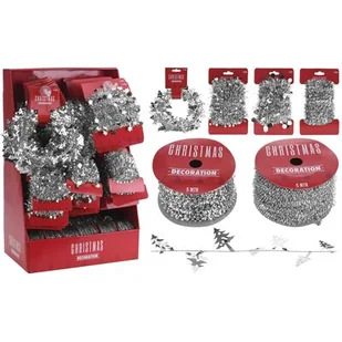 Girlanda srebrna 5 m mix - Ozdoby bożonarodzeniowe - miniaturka - grafika 1