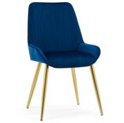 Krzesła - krzesło LUCA tapicerowane pikowane granatowy welur złote nogi - miniaturka - grafika 1