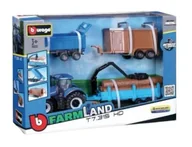 Samochody i pojazdy dla dzieci - Tractor Gift Set + 3 trailers 10cm BBURAGO - miniaturka - grafika 1