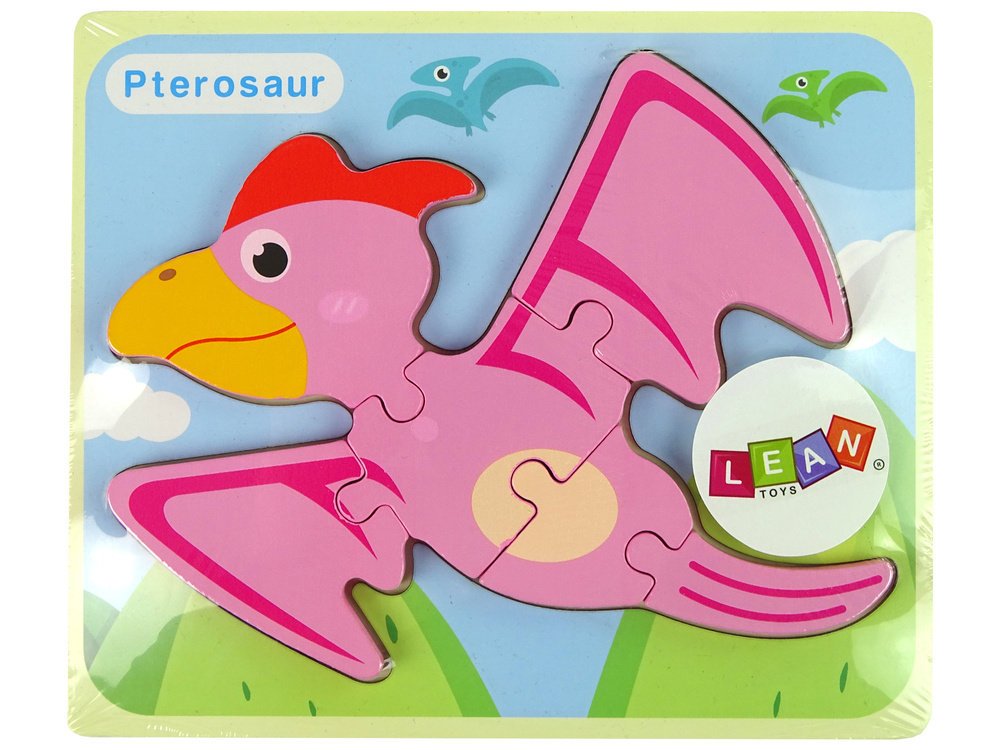 DLA DZIECI DREWNIANE PUZZLE DINOZAUR