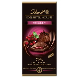 Czekolada LINDT Edelbitter Mousse Cranberry 150g - Czekolada - miniaturka - grafika 1