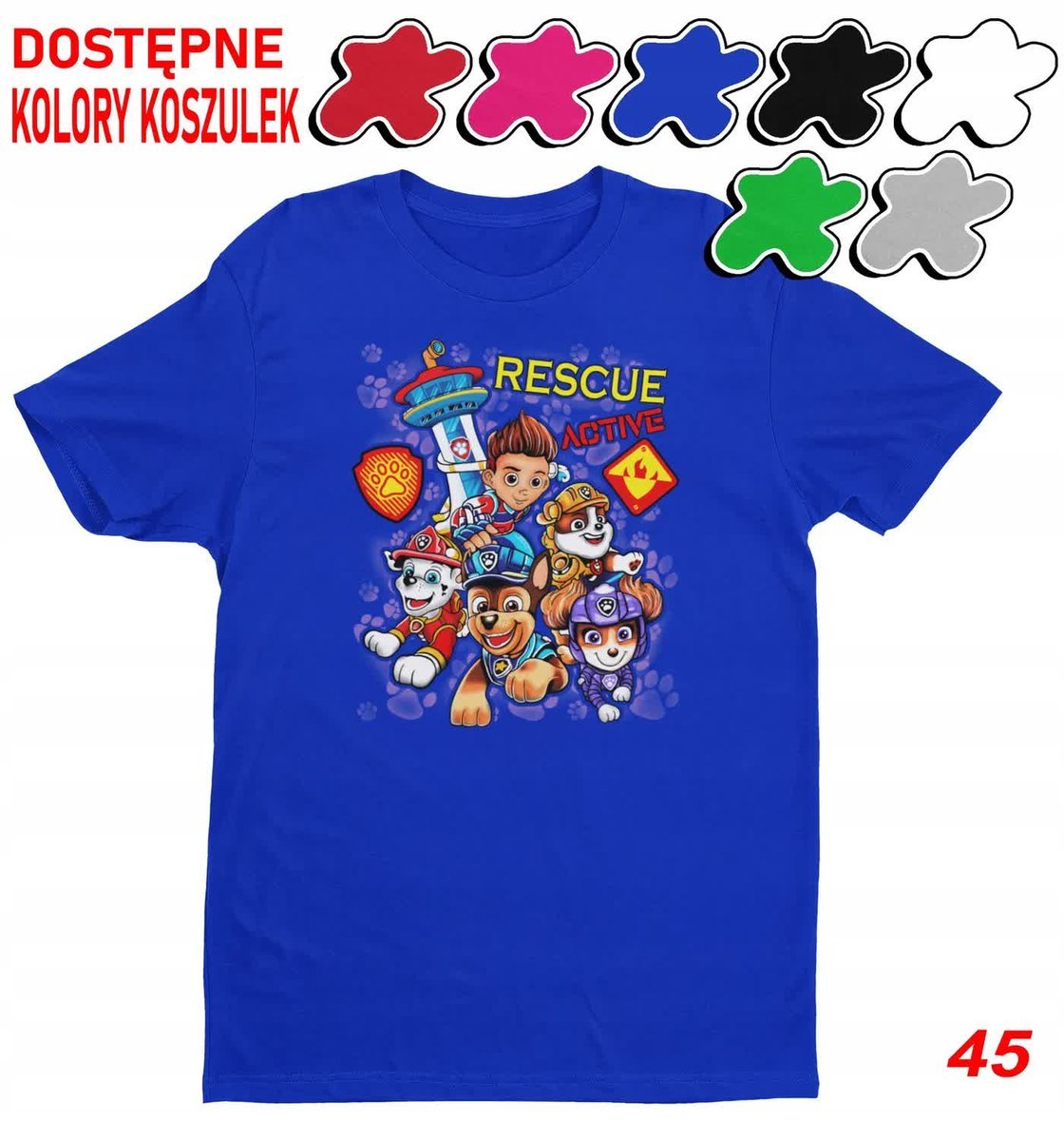 Dziecięca Koszulka Z Nadrukiem Psi Patrol Duży Wybór -L 146-152