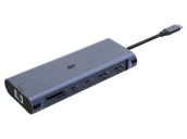 Stacje dokujące i replikatory portów - Adapter wieloportowy USB-C ISY IAD-1030 12w1 + funkcja zasilania Srebrny - miniaturka - grafika 1