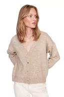 Swetry damskie - Trendyol Damski sweter z dekoltem w serek, zwykły, beżowy, S, BEŻOWY, S - miniaturka - grafika 1