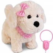 Zabawki interaktywne dla dzieci - Interaktywna Zabawka Piesek na Smyczy Natalia Chodzi Szczeka Merda Ogonkiem - miniaturka - grafika 1