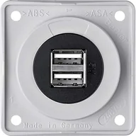Gniazdka elektryczne - Hager Polo Gniazdo USB ładowania podwójne, 12V, 3A, biały połysk, mechanizm czarny 926022509 926022509 - miniaturka - grafika 1
