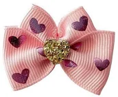 Akcesoria i dodatki do ubrań dla dzieci - Kokardka Glamour jasny róż serce 4,5cm KGP004 KGP004 - miniaturka - grafika 1