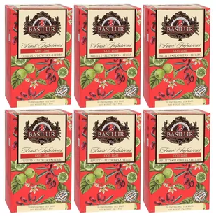 BASILUR Fruit Infusions - Owocowa herbata bezkofeinowa z naturalnym aromatem goji, limonki i cytrusów, w saszetkach 20 x 2 g x6 - Herbata - miniaturka - grafika 1