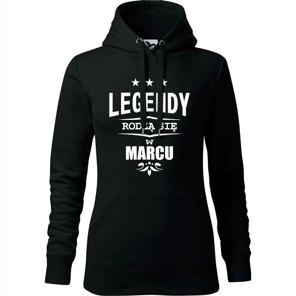 Damska Bluza Z Kapturem - Legendy Rodzą Się W Marcu Czarny Xl