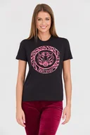 Koszulki i topy damskie - JUST CAVALLI Czarny t-shirt R Tiger Round Flock - Just Cavalli - miniaturka - grafika 1